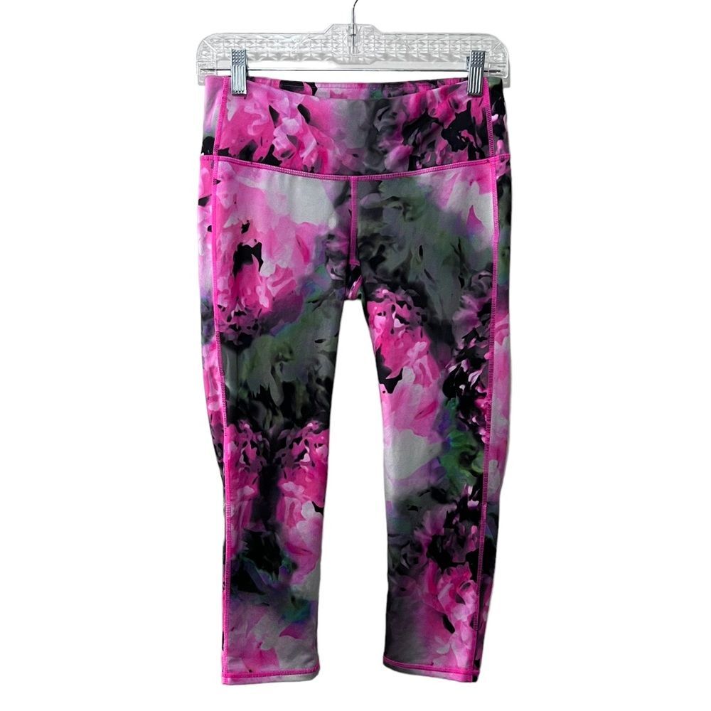 Athleta Floral Bloom Chaturanga Cropped Leggings Women's Size S Capri Pink